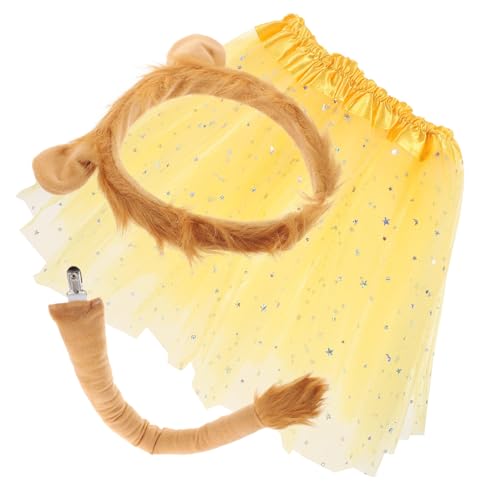NIYANGLE 1 Satz Fluffy Löwe Kostümset mit Ohrenhaarband Tutu Rock und Tieranzug für Halloween Karneval und Cosplay Partys Bequem und Dekorativ für Jede Aufführung von NIYANGLE