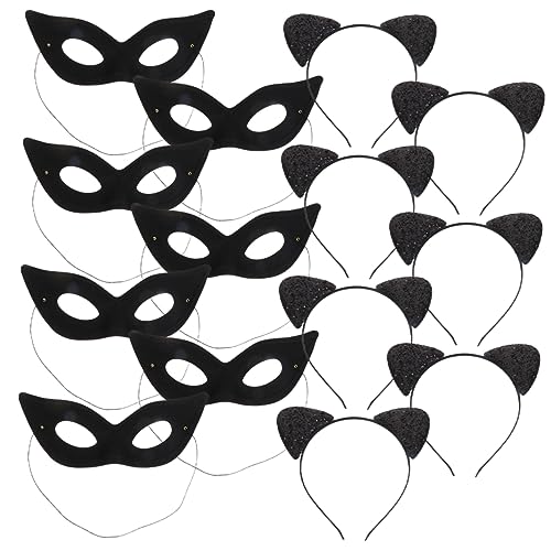 NIYANGLE 1 Satz Katzenohren Haarreif Set Teiliges Kostüm Set mit Cat Cosplay Maske und Haarband für Halloween Karneval und Partys Geeignet für Erwachsene NIYANGLE 1 Satz Katzenohren Haarreif Set Teiliges Kostüm Set mit Cat Cosplay Maske und Haarband für Halloween Karneval und Partys Geeignet für Erwachsene von NIYANGLE