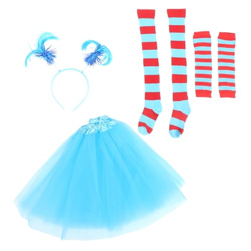NIYANGLE 1 Satz Kostümset für Cosplay mit Stirnband Langen Tutu Rock und Armschützern Vielseitiges Outfit für Partys und Anlässe Design mit Gestreiftem für Kostümveranstaltungen NIYANGLE 1 Satz Kostümset für Cosplay mit Stirnband Langen Tutu Rock und Armschützern Vielseitiges Outfit für Partys und Anlässe Design mit Gestreiftem für Kostümveranstaltungen von NIYANGLE