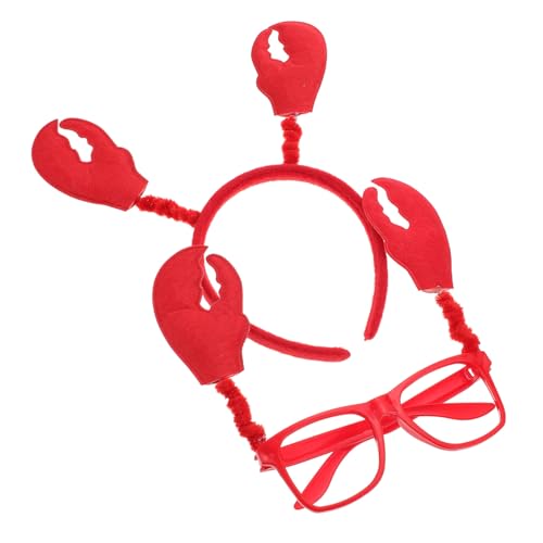 NIYANGLE 1 Satz Krabbenstirnbandbrille Party Sonnenbrille Für Stirnbänder Für Haarschmuck Krabbenkopfschmuck Brille Krabbengläser Krabbenzubehör Krabbendekorationen Tuch Rot von NIYANGLE