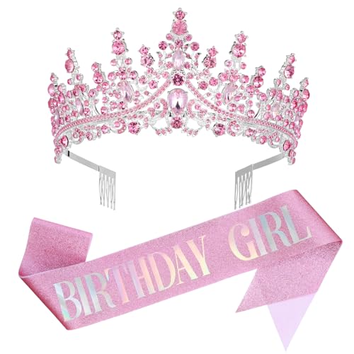 NIYANGLE 1 Satz Kristallkronenband Geburtstagsschärpe für Frauen Krone für Mädchen Geburtstagsdekorationen Geburtstag Tiara party zubehör stirnband mit krone Partyzubehör Zinklegierung Rosa NIYANGLE 1 Satz Kristallkronenband Geburtstagsschärpe für Frauen Krone für Mädchen Geburtstagsdekorationen Geburtstag Tiara party zubehör stirnband mit krone Partyzubehör Zinklegierung Rosa von NIYANGLE