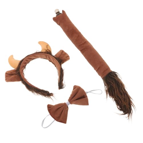 NIYANGLE 1 Satz Kuhkostüm für Erwachsene Haarreif mit Kuhohren Fliege und Lustiges Cosplay Zubehör für Mottoparty und Karneval Bequemes und Langlebiges Kostüm für Damen und Herren von NIYANGLE