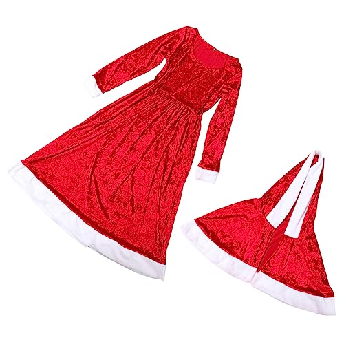 NIYANGLE 1 Satz Weihnachten Langarm weihnachten kleidung weihnachtsbekleidung sukienki na boże narodzenie Weihnachtskostüm weihnachten lange kleid kostüme Polyester (Polyester) rot von NIYANGLE