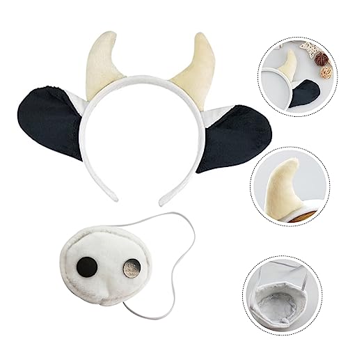 NIYANGLE 1 Satz schwarz-weißes Kuh-Stirnband Tierstirnband Halloween-Kopfschmuck Haarschmuck Kopfbedeckung Haarpflegezubehör Kristall superweich von NIYANGLE