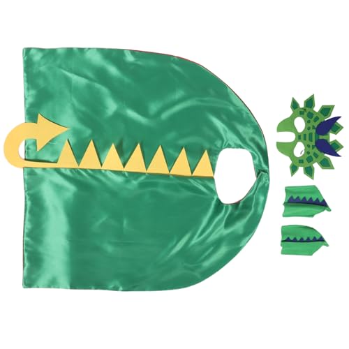 NIYANGLE 1 Set Dinosaurier-Kostüm für Kinder Dinosaurier-Umhänge mit Dino-Masken Krallen Halloween-Party Cosplay Umhang Kleinkind Rollenspiel-Zubehör Grün von NIYANGLE