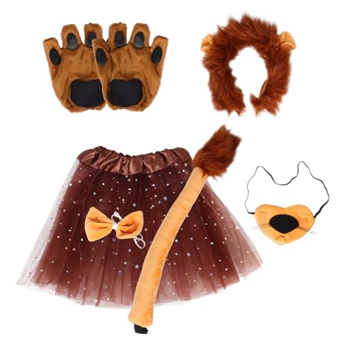 NIYANGLE 1 Set Löwenkopfschmuck Anzug Dschungel Pelzig Cosplay Lustiges Outfit Babykostüme Tierschwänze Löwenkostüm Niedlich Halloween Tierkostüm Mähne Karneval Kunststoff von NIYANGLE