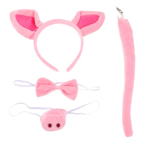 NIYANGLE 1 Set Rosa Schweinchen Kostümset Rosa Schweineohren Auf Dem Stirnband – Fliege Mit Falscher Nase Und – Tier Cosplay Partykostüm Performance Zubehör NIYANGLE 1 Set Rosa Schweinchen Kostümset Rosa Schweineohren Auf Dem Stirnband – Fliege Mit Falscher Nase Und – Tier Cosplay Partykostüm Performance Zubehör von NIYANGLE