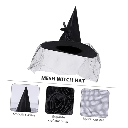 NIYANGLE 1 Stück Hexenhut für Damen und Herren Leichter Tragbarer Kostüm Hut für Halloween und Maskeraden für Tanzaufführungen und Karneval Stilvolles Accessoire mit Netz und Blumen für NIYANGLE 1 Stück Hexenhut für Damen und Herren Leichter Tragbarer Kostüm Hut für Halloween und Maskeraden für Tanzaufführungen und Karneval Stilvolles Accessoire mit Netz und Blumen für von NIYANGLE