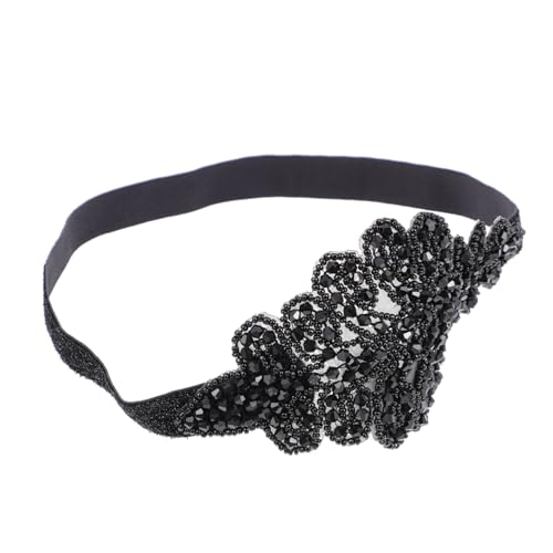 NIYANGLE 1 Stück Retro -Strasshaarband Stirnband Perle Party Gefälligkeiten dekorativ Haar Strass haarschmuck Partyzubehör Flapper-Kopfstück Zartes Haarband Gummiband Black von NIYANGLE