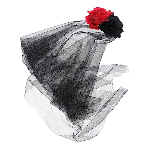 NIYANGLE 1 Stück Roter und Schwarzer Rosen Schleier Halloween Cosplay Haarschmuck für Kostümpartys mit Dekorativem Schleier für Einen Gruseligen Look bei Festen und Karneval NIYANGLE 1 Stück Roter und Schwarzer Rosen Schleier Halloween Cosplay Haarschmuck für Kostümpartys mit Dekorativem Schleier für Einen Gruseligen Look bei Festen und Karneval von NIYANGLE