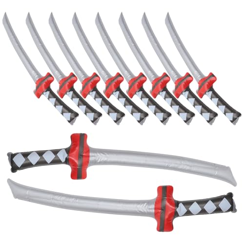 NIYANGLE 10 Stücke Aufblasbare Piratenschwerter PVC Spielzeug für Kinder Robuste Requisiten für Cosplay und Partys Leicht und Sicher für Kinder für Piratengeburtstage und Rollenspiele von NIYANGLE