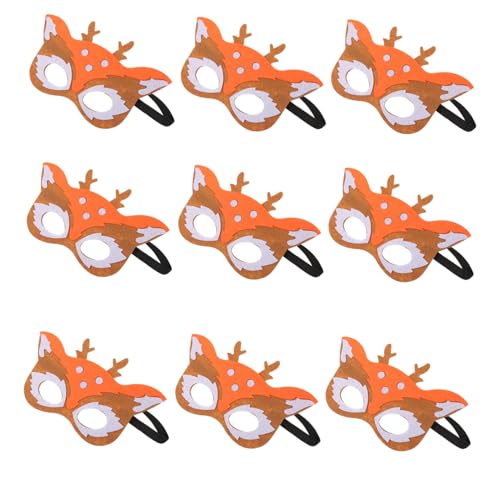 NIYANGLE 10 Stück Teiliges Niedliche Tiermasken Stabilem Leichtem Vliesstoff Realistische Hirschform Wiederverwendbar Robust für Halloween Kinderfeste Cosplay und Partyveranstaltungen von NIYANGLE