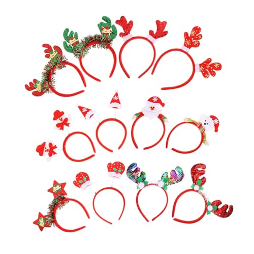 NIYANGLE 12 Stück Teiliges Weihnachts Haarreifen mit Rentiergeweih Schneemann und Santa Claus Motiven Leichter Kopfschmuck für Weihnachtsfeiern und Kostümpartys Langlebiges Design von NIYANGLE