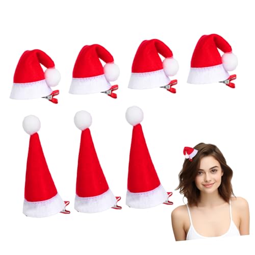 NIYANGLE 12 Stück Teiliges Weihnachtsmütze Haarklammern für Mädchen Niedliche Haarspangen aus Plüsch und Haarschmuck für Weihnachten und Partys von NIYANGLE