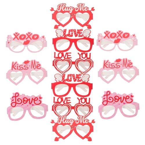 NIYANGLE 12stücke Papiergläser Für Valentinstag Romantische Herzbrillen Als Foto-requisiten Für Hochzeitsfeiern Und Junggesellinnenabschiede Stilvolle Party-dekoration Bunten Designs von NIYANGLE