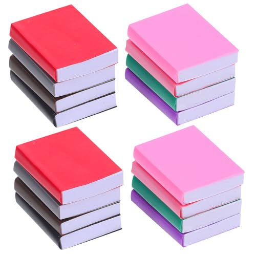 NIYANGLE 16 Stück Blanko-Miniaturbücher: Miniatur-Puppenhauszubehör, Mini-Bibliotheksdekor – Mini-Blankobücher im Maßstab 1:12 für DIY-Bastelarbeiten, Bjd-Szenen-Requisiten von NIYANGLE