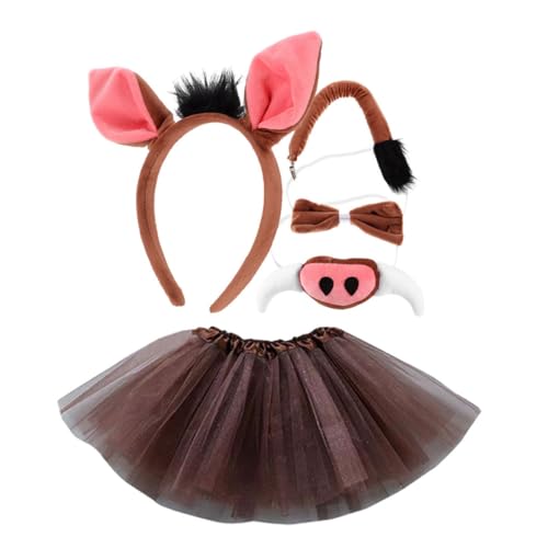 NIYANGLE 1satz Pig Kostümset Für Tier Stirnband Mit Ohren Schweinenase Rock Und Für Karneval Halloween Und Geburtstagsfeiern Süße Tierkostüm Accessoires Für Kleine Schweinchen-fans von NIYANGLE