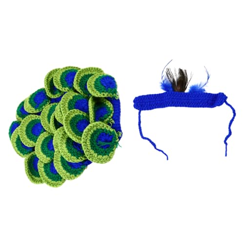 NIYANGLE 1satz Entzückendem Atmungsaktivem Kostüm Mit Kopfbedeckung Und Schlafsack Für Neugeborene Blau-grün Fotostudio-outfit Für Monaten von NIYANGLE