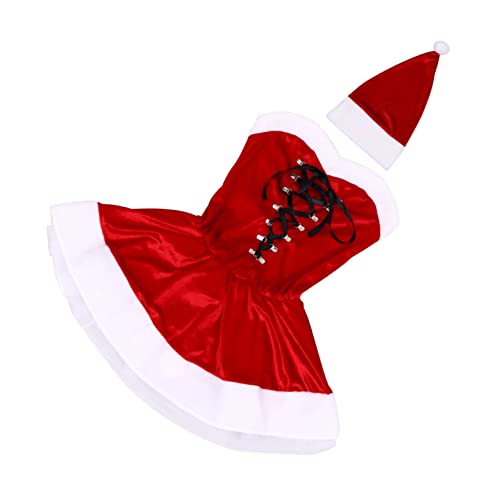 NIYANGLE 1satz Weihnachtskostüm Für Mit Kleid Und Hut Attraktives Bühnenoutfit Für Weihnachtsfeiern Und Cosplay-events Für Festliche Anlässe von NIYANGLE
