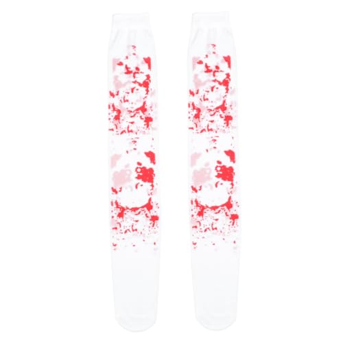 NIYANGLE 2 Paar Halloween Bluts Ocken Männer Socken Lustig Blutig Kostüm Dekorationen Mädchen Party Sockenschuhe Lange Socken Blut Zombie Socken Halloween-strümpfe Halloween-socken Tuch von NIYANGLE