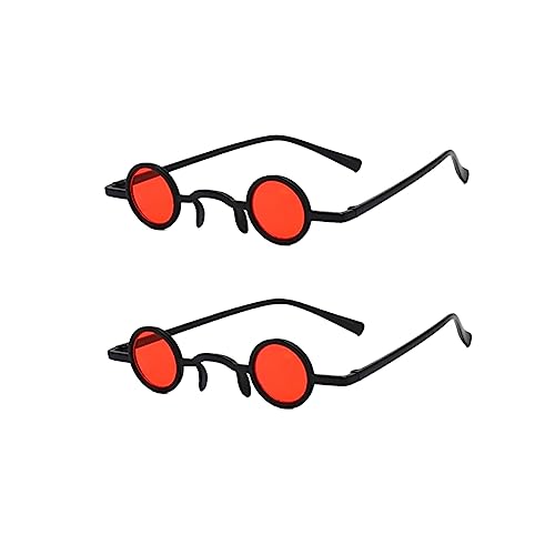 NIYANGLE 2 Paare Vintage- Kreisbrille lustige Party altmodische Brille runde schnapsgläser würfelunterlage lustige Parodie- -Parodie-Gläser rot von NIYANGLE