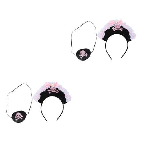NIYANGLE 2 Sätze Piraten Stirnband für Pinkem Perlen Bowknot Elastisches Halloween Haarreif Party Kopfschmuck Komfortabel und Langlebig Geeignet für Jungen und Mädchen von NIYANGLE