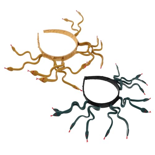 NIYANGLE 2 Stück Ägyptischer -Kopfschmuck Schlangen-Gothic-Haarschmuck Halloween-Tiara-Kopfschmuck Schlangenkopfkrone Schlangenhaarverschluss Ägyptische Königin Kopfstück Plastik von NIYANGLE