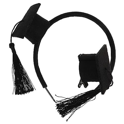 NIYANGLE 2 Stück Arzt Hut Stirnband Abschlusshut Stirnband trendiges Zubehör Damen Klammer kuchen deko schöner Haarschmuck dekoratives Kopfschmuckset Harter Filzstoff Black von NIYANGLE