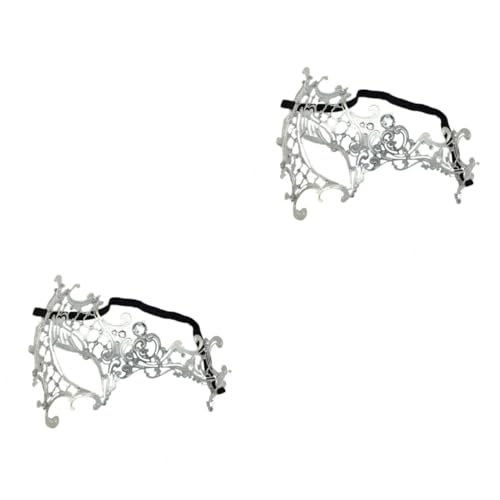 NIYANGLE 2 Stück Cosplay Maske Metall mit Strasssteinen Halbes Gesicht Verstellbar für Halloween Karneval Maskenball Leichte Atmungsaktive Metallmaske für Damen und Herren von NIYANGLE