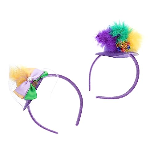 NIYANGLE 2 Stück Delikate Damen Haarschmuck Party Haarreifen mit Federn Leichtes Textil Stirnband für Frauen Karneval Weihnachtsfest Geburtstagsfeier von NIYANGLE