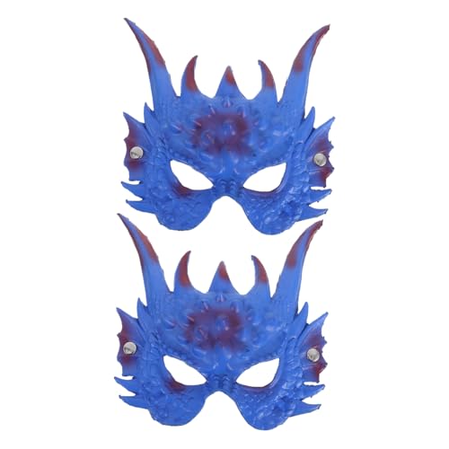 NIYANGLE 2 Stück Drachenmaske Lustige Tiermaske Tier Cosplay Karnevalsmaske karneval kopfbedeckung Scary Cosplay Requisiten Halloween -Masken für Erwachsene Halloweenkostüm PU-Schaum Blau von NIYANGLE