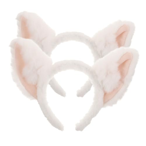NIYANGLE 2 Stück Fuchsohren Stirnband Fuchsohren Haarband Kopfbedeckung Mit Fuchsohren Pelzige Ohren Stirnbänder Halloween Kostüm Zubehör Fälschung Erwachsene Weiß Plüsch von NIYANGLE