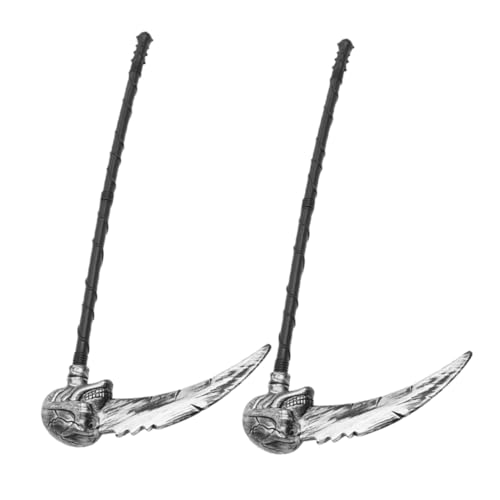 NIYANGLE 2 Stück Halloween Sense Reaper Scythe mit Abnehmbaren Stielen Verstellbar Leichtes Cosplay Accessoire für Erwachsene für Halloween Partys und Kostümierungen von NIYANGLE