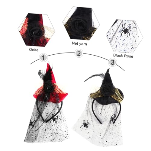 NIYANGLE 2 Stück Halloween Stirnband mit Hexenhut und Spinnennetz Karneval Accessoires für Kostümpartys und Feiern Schwarz Weinrot NIYANGLE 2 Stück Halloween Stirnband mit Hexenhut und Spinnennetz Karneval Accessoires für Kostümpartys und Feiern Schwarz Weinrot von NIYANGLE
