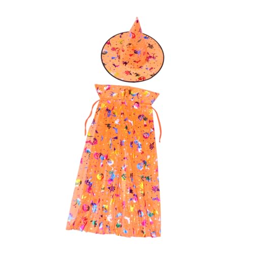 NIYANGLE 2 Stück Halloween Umhang Hexenkostüm Für Halloween-kostüm Für Hexenhaftes Cosplay Für Hexenhut Orange Gestrick von NIYANGLE