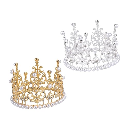 NIYANGLE 2 Stück Krone Haarschmuck Krone schmücken für Kuchen Kronenkuchen schmücken Kuchen-Krone- Krone Kuchendekoration Kronendekor krone kuchen Kuchenkrone Legierung von NIYANGLE