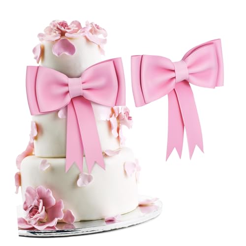 NIYANGLE 2 Stück Kuchendekoration Hochzeit Party Tortenaufleger mit Schleife Prinzessin erste Oh Geburtstags-Topper mit Schleife Schleifen zum Dekorieren von Kuchen Eva Rosa von NIYANGLE