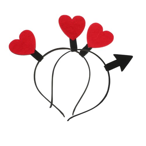 NIYANGLE 2 Stück Liebespfeil Haarband Amor Stirnband Beziehungszubehör Strass Herz Süße Form Fokalkopfstück Valentinstagskostüm Mädchen Rot Vliesstoff von NIYANGLE