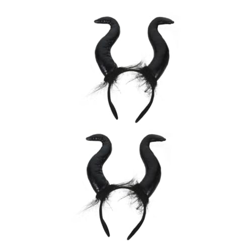 NIYANGLE 2 Stück Ox Horn Stirnband Halloween Kopfschmuck Teufelshörner Haarreif Cosplay Party Dekoration für Damen von NIYANGLE