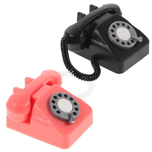 NIYANGLE 2 Stück Puppenhaus Vintage Miniatur Telefon Modell Mini Wählscheibentelefon Dekoration Retro Schreibtischtelefon Spielzeug für Puppenhaus Möbel Zubehör NIYANGLE 2 Stück Puppenhaus Vintage Miniatur Telefon Modell Mini Wählscheibentelefon Dekoration Retro Schreibtischtelefon Spielzeug für Puppenhaus Möbel Zubehör von NIYANGLE