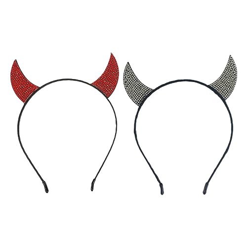 NIYANGLE 2 Stück Rhinestone Teufelshorn Haarreif Halloween Kopfschmuck für Cosplay Partys Rote Weiße Varianten für Halloween Events Fotoshootings NIYANGLE 2 Stück Rhinestone Teufelshorn Haarreif Halloween Kopfschmuck für Cosplay Partys Rote Weiße Varianten für Halloween Events Fotoshootings von NIYANGLE