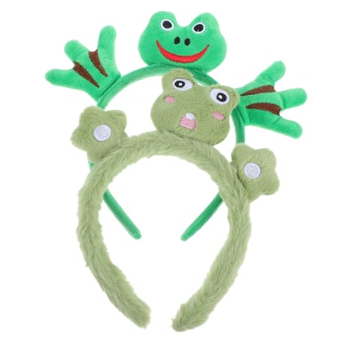 NIYANGLE 2 Stück Teiliges Frosch Haarreif Plüsch Kopfschmuck für Weiches Elastisches Cosplay Accessoire Lustiger Tier Haarreifen für Halloween Weihnachten Party und Yoga von NIYANGLE