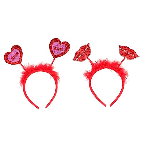 NIYANGLE 2 Stück Teiliges Herzförmiges Haarschmuck Valentinstag Party Haarreif Damen Flexibel Leicht und Festival Accessoire von NIYANGLE