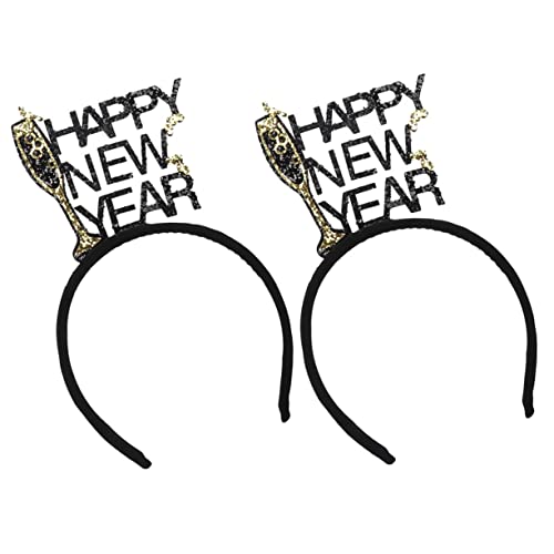 NIYANGLE 2 Stück Teiliges Year Stirnband mit Glitzer Party Haarreif Leichter Langlebiger Kopfschmuck für Silvesterfest Modisches Festival Zubehör für Stilbewusste Feiergäste von NIYANGLE
