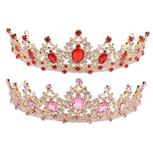 NIYANGLE 2 Stück Tiara Glitzernde Prinzessin Kronen Haarbänder mit Strasssteinen Funkelndes Stirnband für Kleinkinder Mädchen für Geburtstagsfeiern und Rollenspiele von NIYANGLE