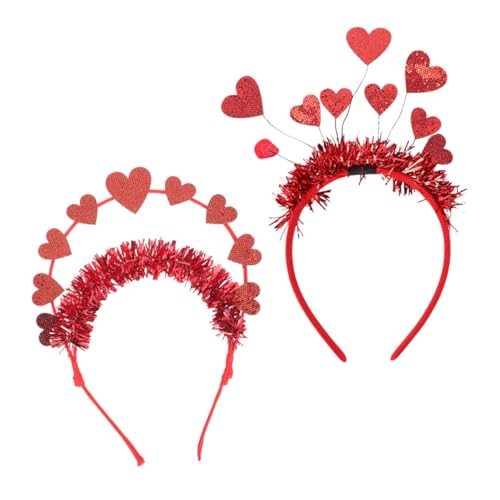 NIYANGLE 2 Stück Valentinstag Haarreif Herz Stirnband Party Haarreifen für Mädchen Flexibel Bequem Festlich Rosa Kostüm Polterabend von NIYANGLE