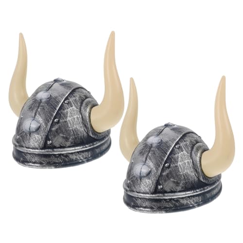 NIYANGLE 2 Stück Verstellbarer Ox Horn Hut Silber Schwarz für Halloween Karneval Cosplay Party Kostüm Kopfschmuck Langlebig Detailreich Geeignet für Verschiedene Kopfgrößen von NIYANGLE