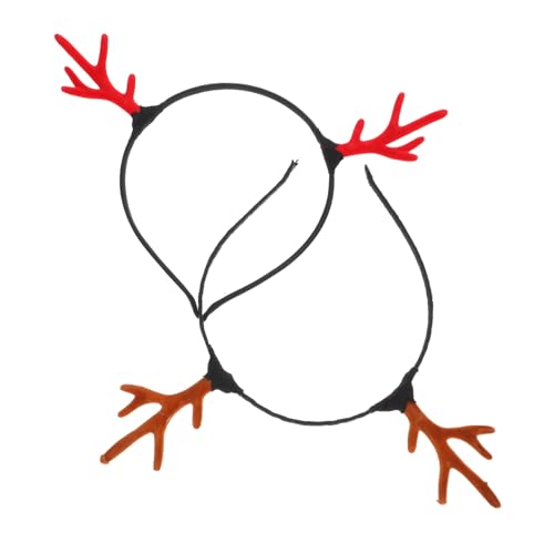 NIYANGLE 2 Stück Weihnachtliche Haarreifen mit Realistischen Roten und Braunen Hirschgeweihen Kreativer Haarschmuck für Party Cosplay und Festliche Anlässe Langlebiges Material von NIYANGLE