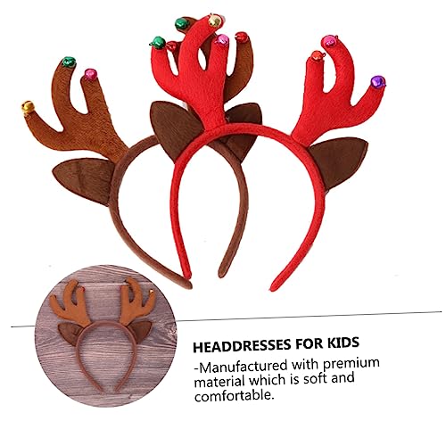 NIYANGLE 2 Stück Weihnachtliche Haarreifen mit Rentier Geweih Rot und Braun Weiche Glatte Oberfläche Wiederverwendbar Leichtes Sicheres Material Dekorative Party Accessoires für Erwachsene von NIYANGLE