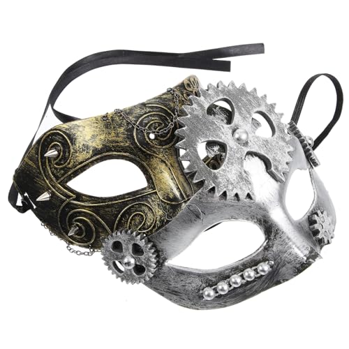 NIYANGLE 2 Stück Zahnradmaske Gesichtsmasken Frauen-maskerade-maske Splitter Rave-maske Led Maskenparty Männer Vollmaskenkostüm Maskerade Partydekorationen Dampfpunk Plastik von NIYANGLE